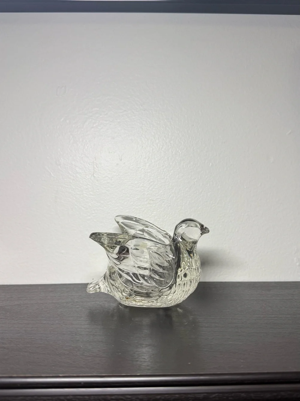 Vintage 1970 Avon “Dove In Flight” Clear Candle Holder